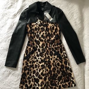 BRAND NEW Leather Cheetah Print Coat